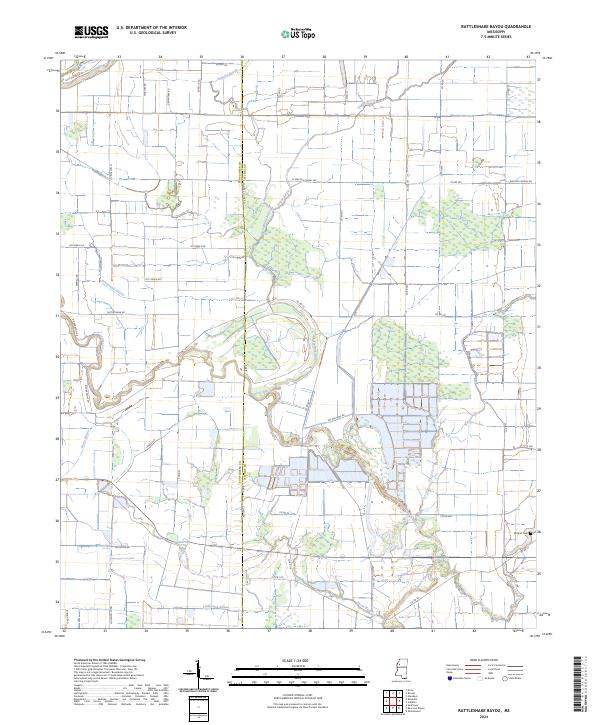 Rattlesnake Bayou, MS — USGS 7.5-minute topo (2024)