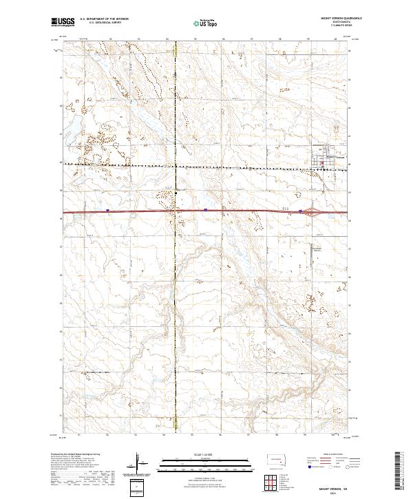 Mount Vernon, SD — USGS 7.5-minute topo (2021)