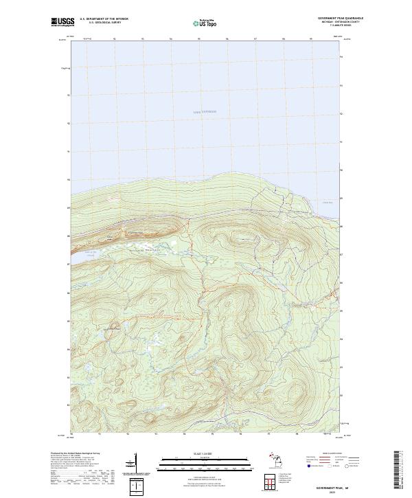 Government Peak, MI — USGS 7.5-minute topo (2023)