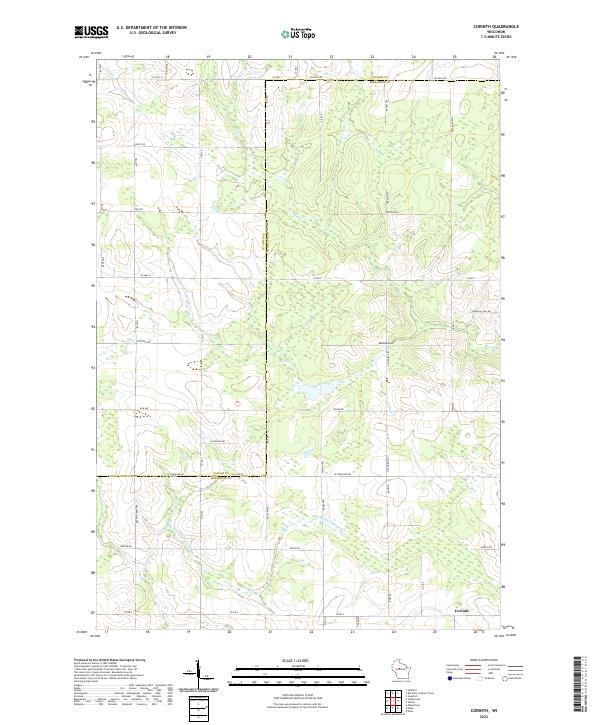 Corinth, WI — USGS 7.5-minute topo (2022)