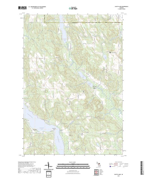 Scotts Lake, MI — USGS 7.5-minute topo (2023)