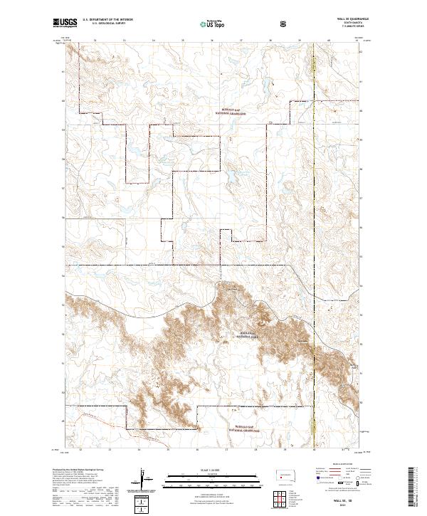 Wall SE, SD — USGS 7.5-minute topo (2021)
