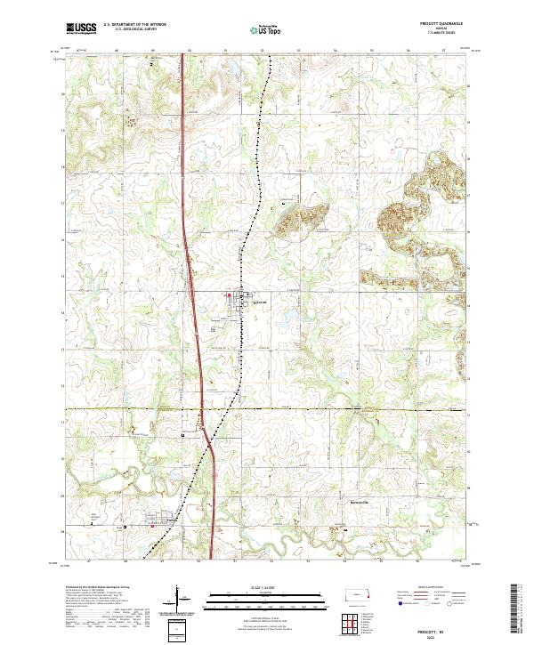 Prescott, KS — USGS 7.5-minute topo (2022)