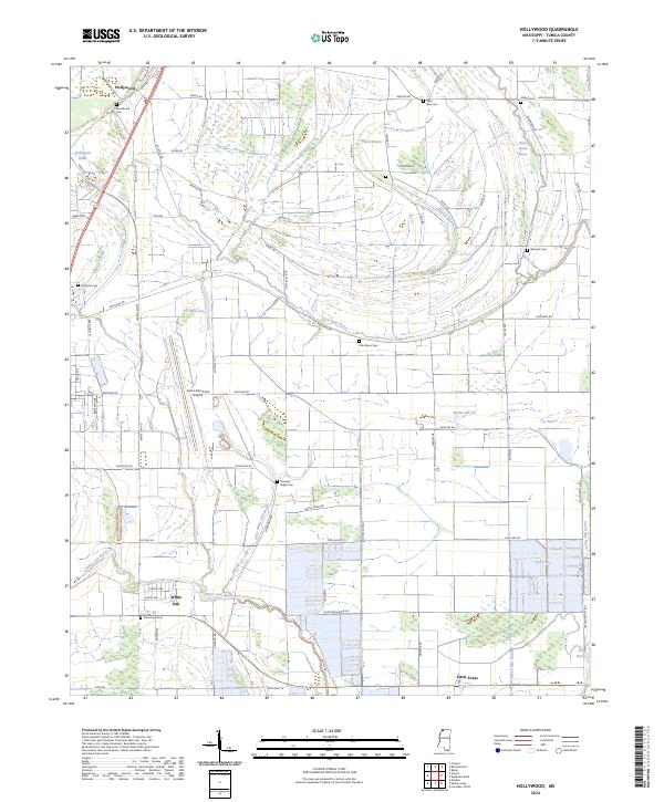 Hollywood, MS — USGS 7.5-minute topo (2024)