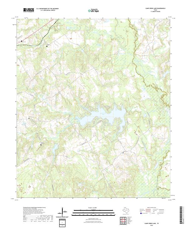 Camp Creek Lake, TX — USGS 7.5-minute topo (2022)