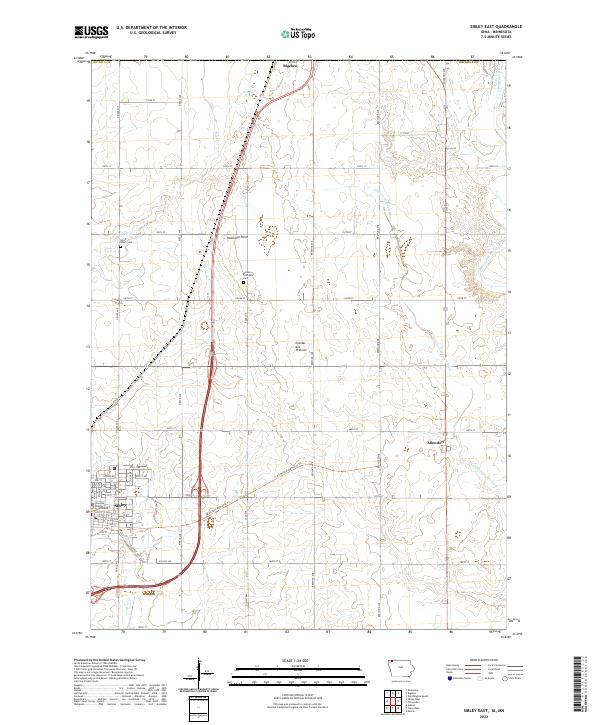 Sibley East, IA-MN — USGS 7.5-minute topo (2022)