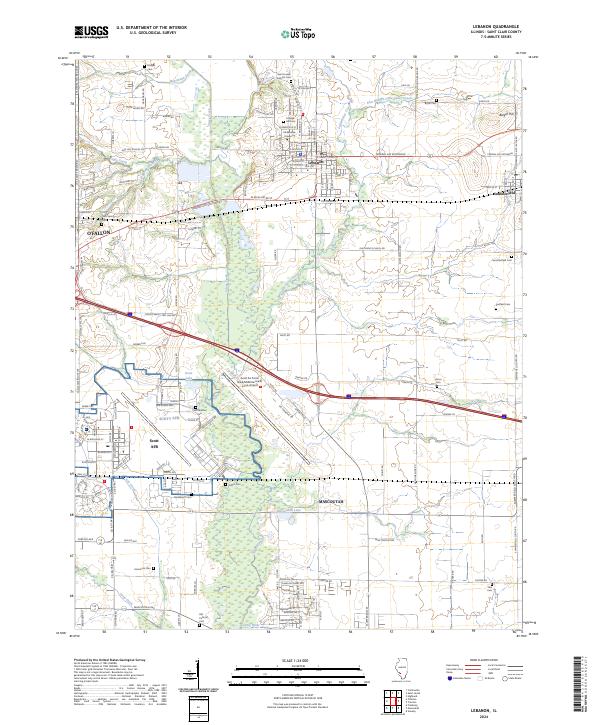 Lebanon, IL — USGS 7.5-minute topo (2024)