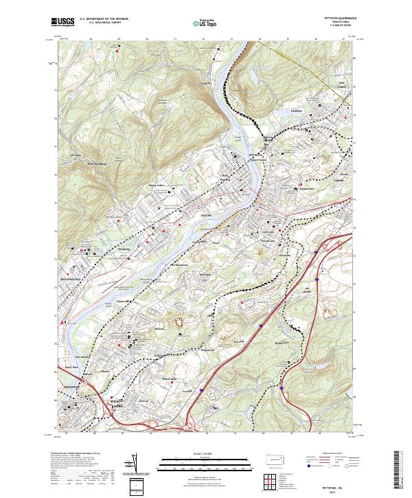 Pittston, PA — USGS 7.5-minute topo (2023)