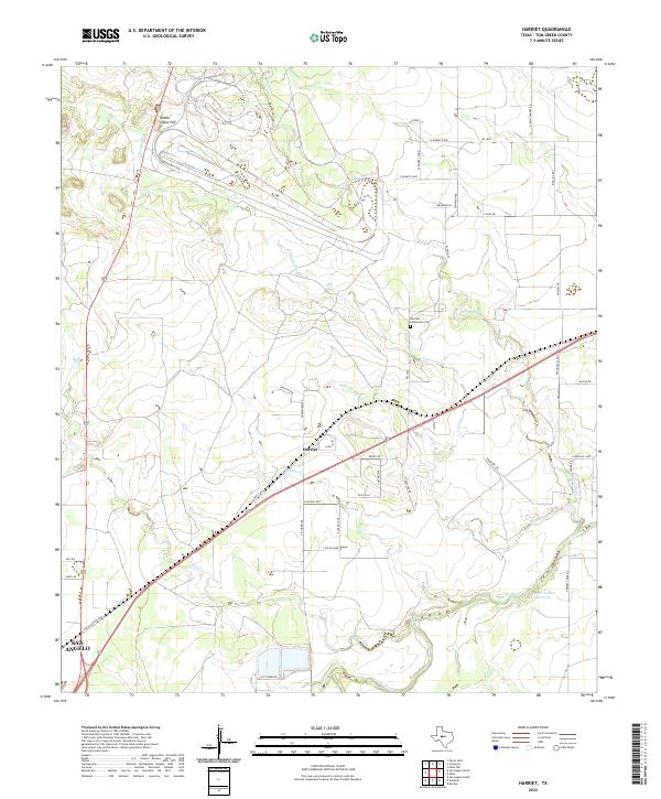 Harriet, TX — USGS 7.5-minute topo (2022)