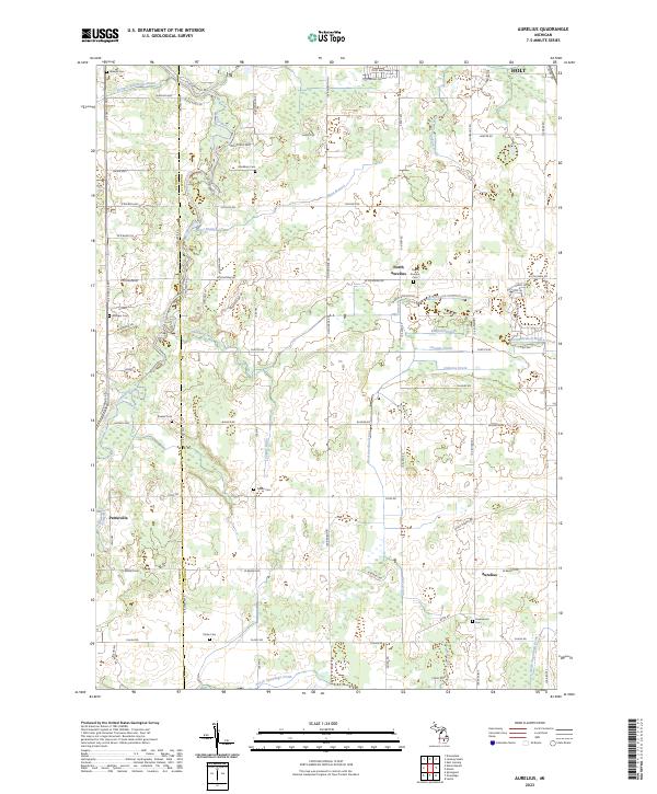 Aurelius, MI — USGS 7.5-minute topo (2023)