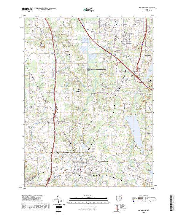 Columbiana, OH — USGS 7.5-minute topo (2023)
