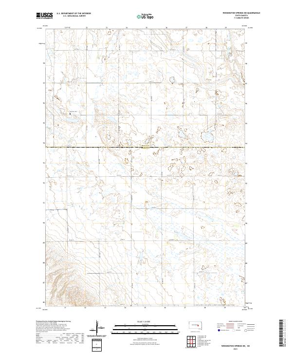 Wessington Springs NE, SD — USGS 7.5-minute topo (2021)