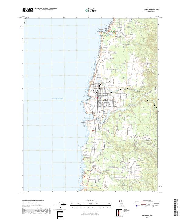 Fort Bragg, CA — USGS 7.5-minute topo (2021)