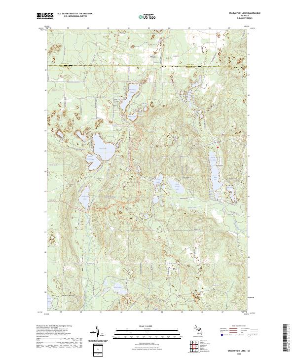 Starvation Lake, MI — USGS 7.5-minute topo (2023)