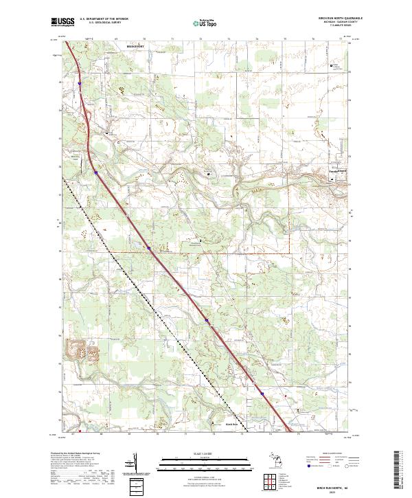 Birch Run North, MI — USGS 7.5-minute topo (2023)