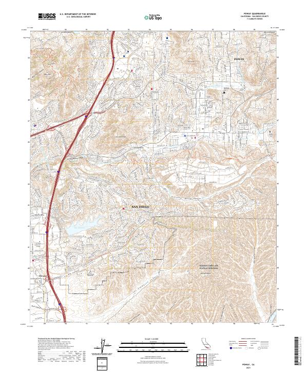 Poway, CA — USGS 7.5-minute topo (2021)