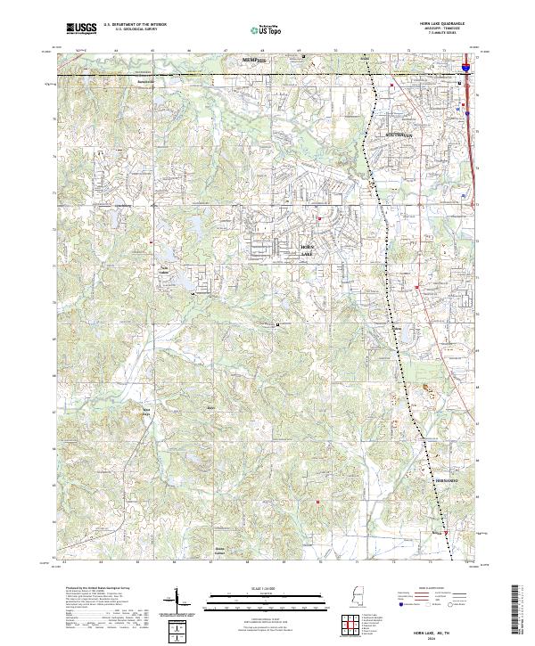 Horn Lake, MS-TN — USGS 7.5-minute topo (2024)