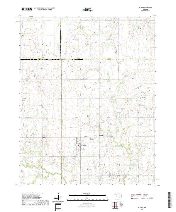 Billings, OK — USGS 7.5-minute topo (2022)