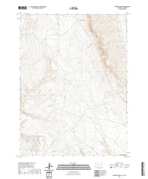 Chicken Creek SE, WY-CO — USGS 7.5-minute topo (2021)