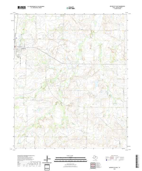 Archer City East, TX — USGS 7.5-minute topo (2022)