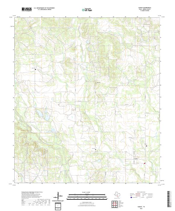 Yancey, TX — USGS 7.5-minute topo (2022)