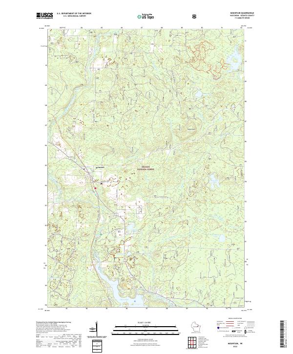 Mountain, WI — USGS 7.5-minute topo (2022)