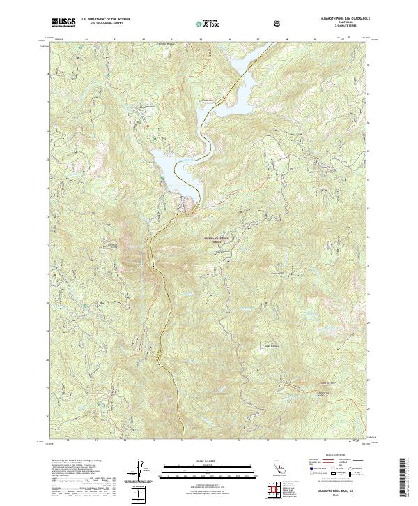 Mammoth Pool Dam, CA — USGS 7.5-minute topo (2021)