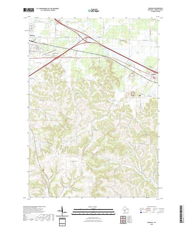 Oakdale, WI — USGS 7.5-minute topo (2022)