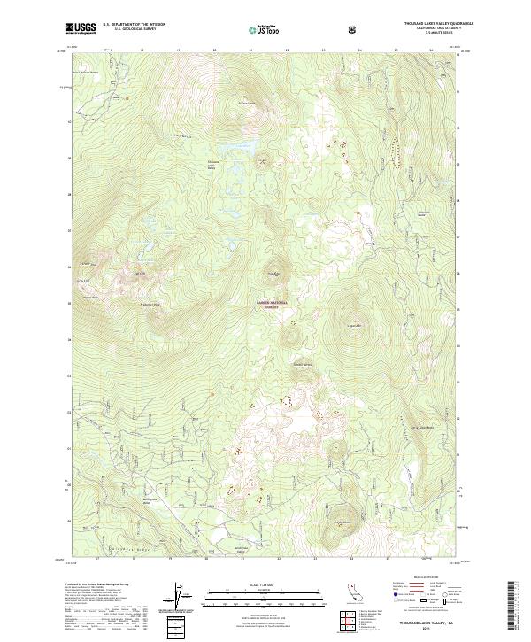 Thousand Lakes Valley, CA — USGS 7.5-minute topo (2021)