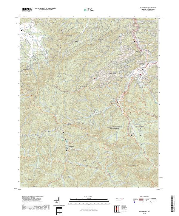 Gatlinburg, TN — USGS 7.5-minute topo (2022)