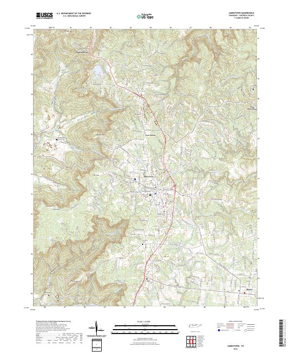 Jamestown, TN — USGS 7.5-minute topo (2022)