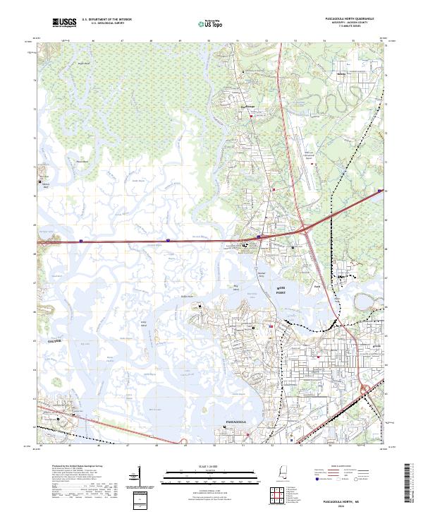 Pascagoula North, MS — USGS 7.5-minute topo (2024)