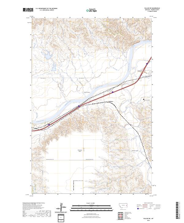 Fallon SW, MT — USGS 7.5-minute topo (2024)