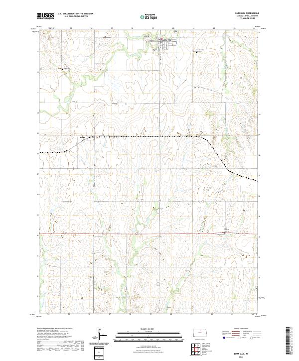 Burr Oak, KS — USGS 7.5-minute topo (2022)