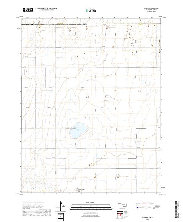 Straight, OK-KS — USGS 7.5-minute topo (2022)