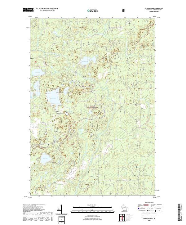 Wheeler Lake, WI — USGS 7.5-minute topo (2022)