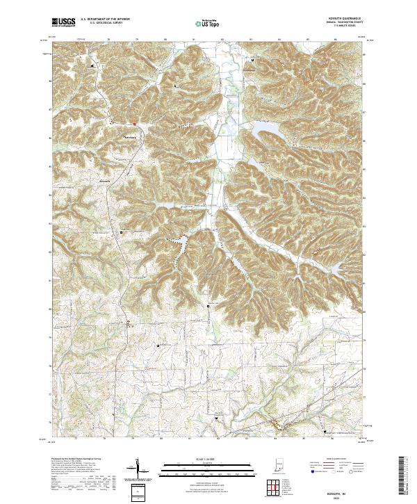 Kossuth, IN — USGS 7.5-minute topo (2022)