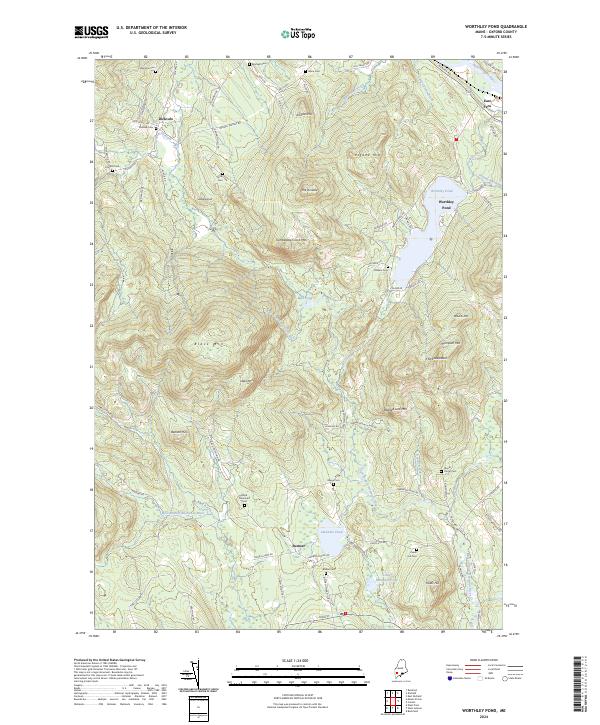 Worthley Pond, ME — USGS 7.5-minute topo (2024)