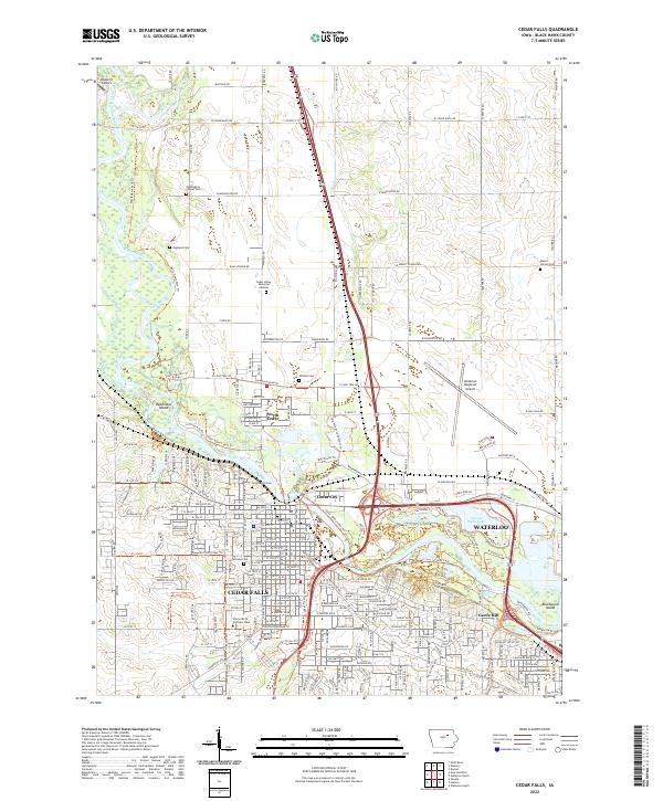 Cedar Falls, IA — USGS 7.5-minute topo (2022)