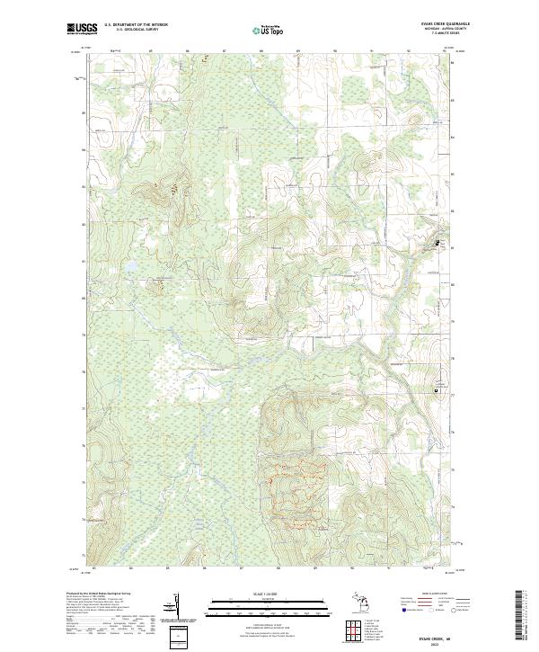 Evans Creek, MI — USGS 7.5-minute topo (2023)
