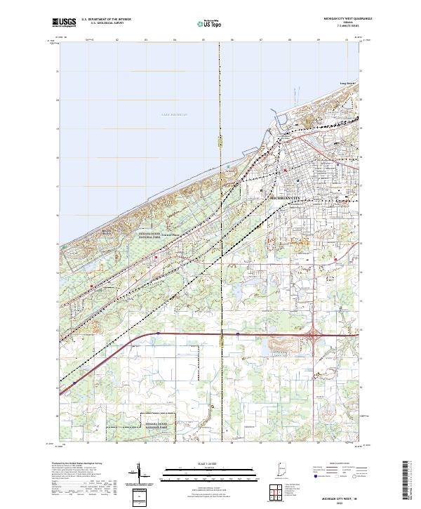Michigan City West, IN — USGS 7.5-minute topo (2022)