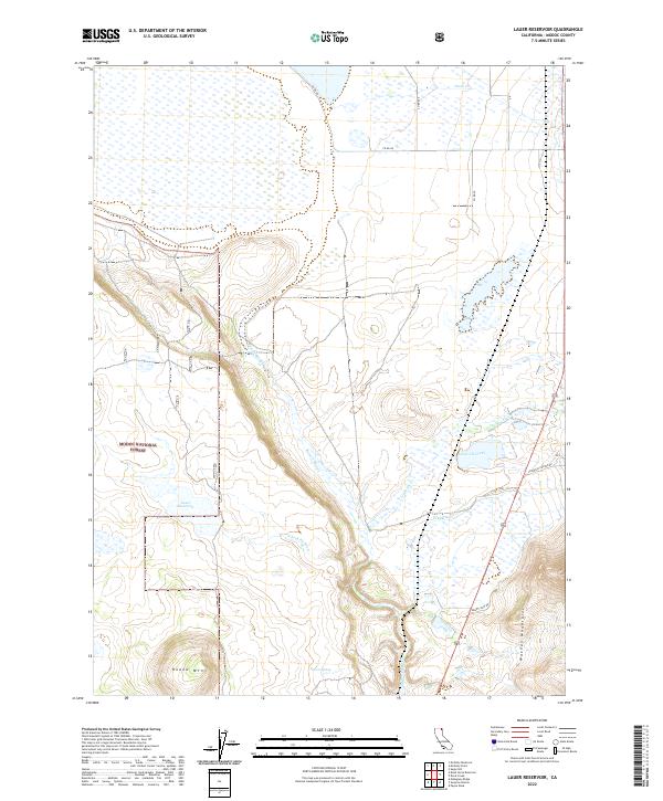 Lauer Reservoir, CA — USGS 7.5-minute topo (2022)