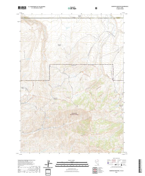 Bearpaw Mountain, NV-ID — USGS 7.5-minute topo (2021)