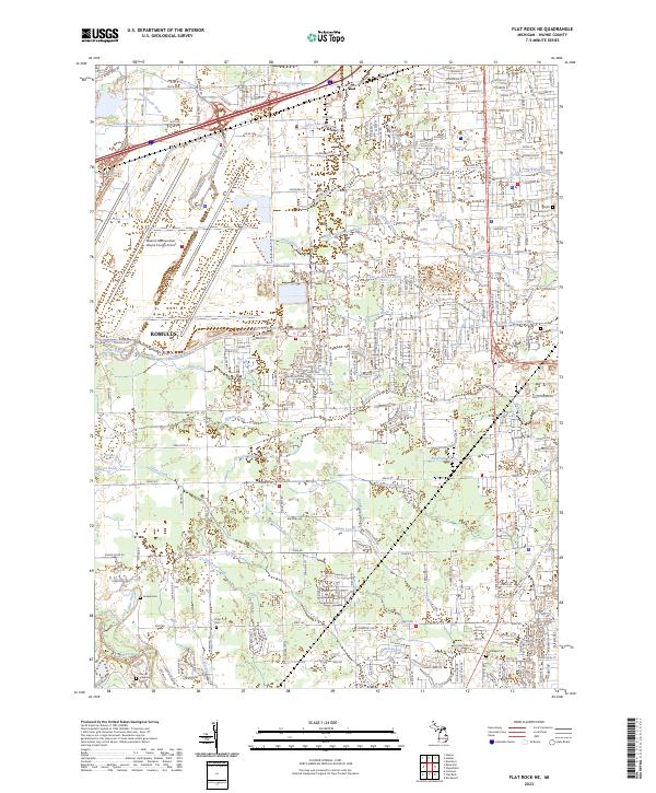 Flat Rock NE, MI — USGS 7.5-minute topo (2023)