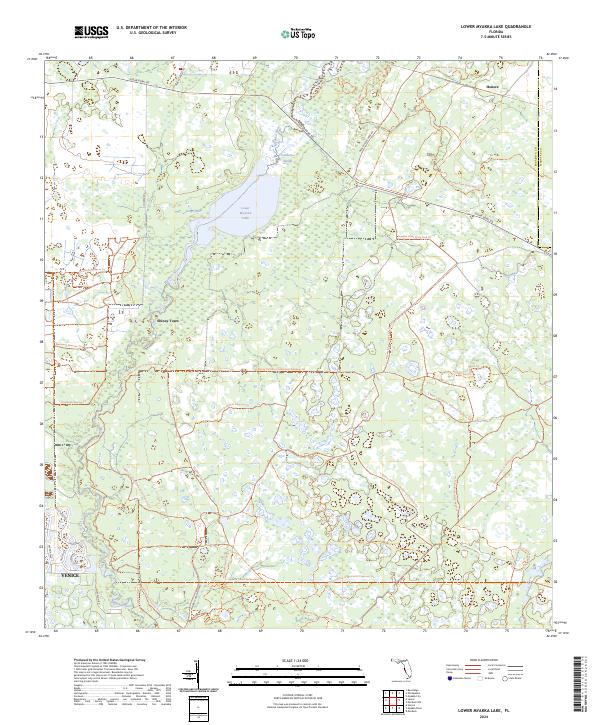 Lower Myakka Lake, FL — USGS 7.5-minute topo (2024)