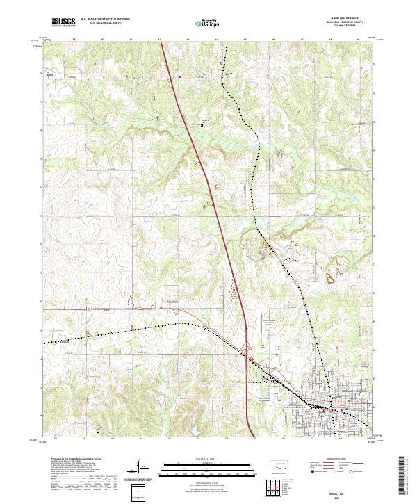 Hugo, OK — USGS 7.5-minute topo (2022)