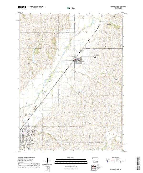 Shenandoah East, IA — USGS 7.5-minute topo (2022)