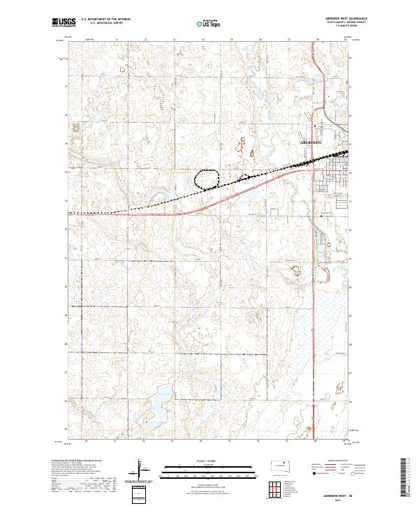 Aberdeen West, SD — USGS 7.5-minute topo (2021)