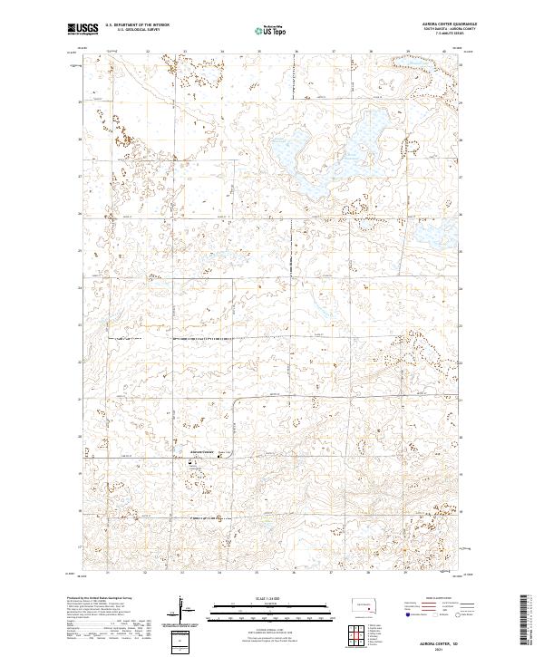 Aurora Center, SD — USGS 7.5-minute topo (2021)