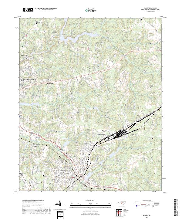Hamlet, NC — USGS 7.5-minute topo (2022)